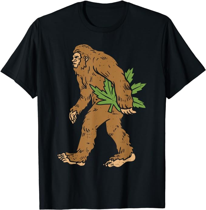 Bigfoot Weed Leaf Funny Cannabis Marijuana 420 Stoner Gift T-Shirt