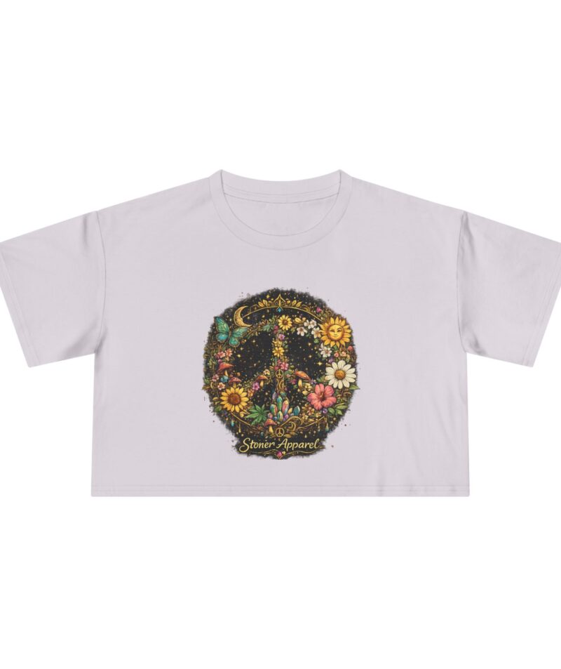 Stoner Apparel Women's Floral Peace Sign Crop Tee