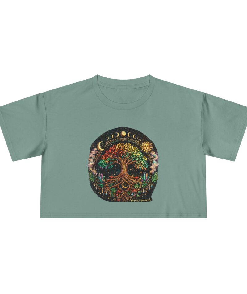 Stoner Apparel Tree of Life Moon Phase Graphic Women's Crop Tee