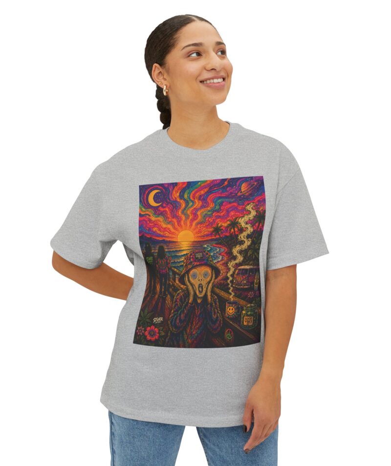 Stoner Apparel Psychedelic Scream Tee — Vibrant Surreal Sunset Graphic T-Shirt