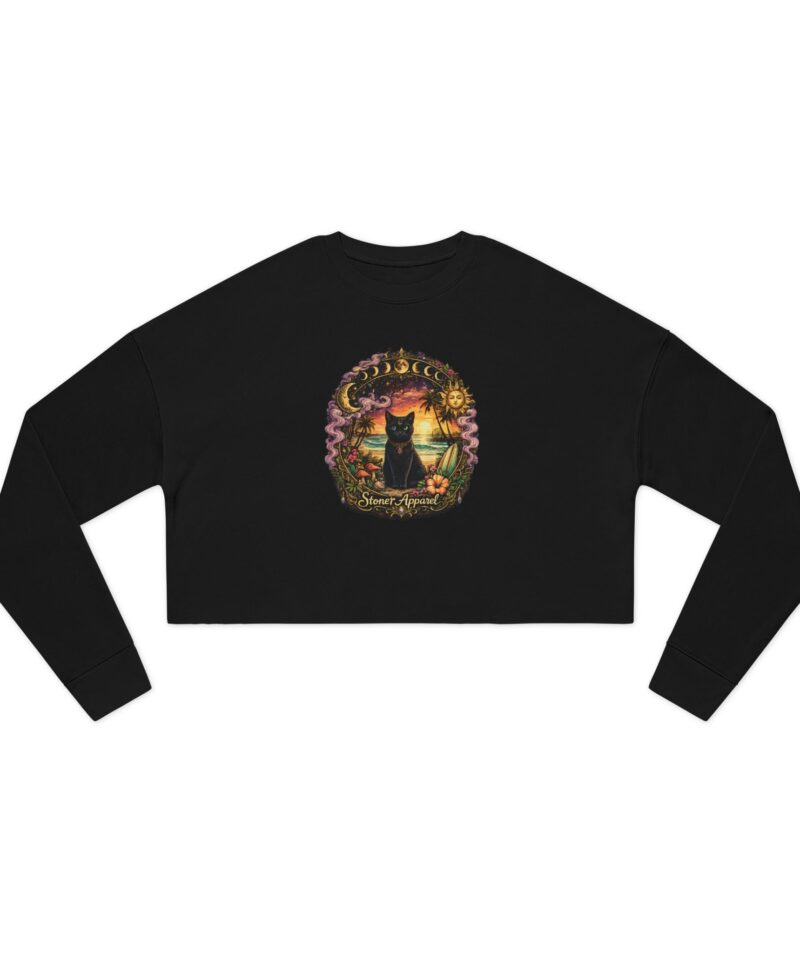 Stoner Apparel "Moon Cat" Women's Cropped Sweatshirt