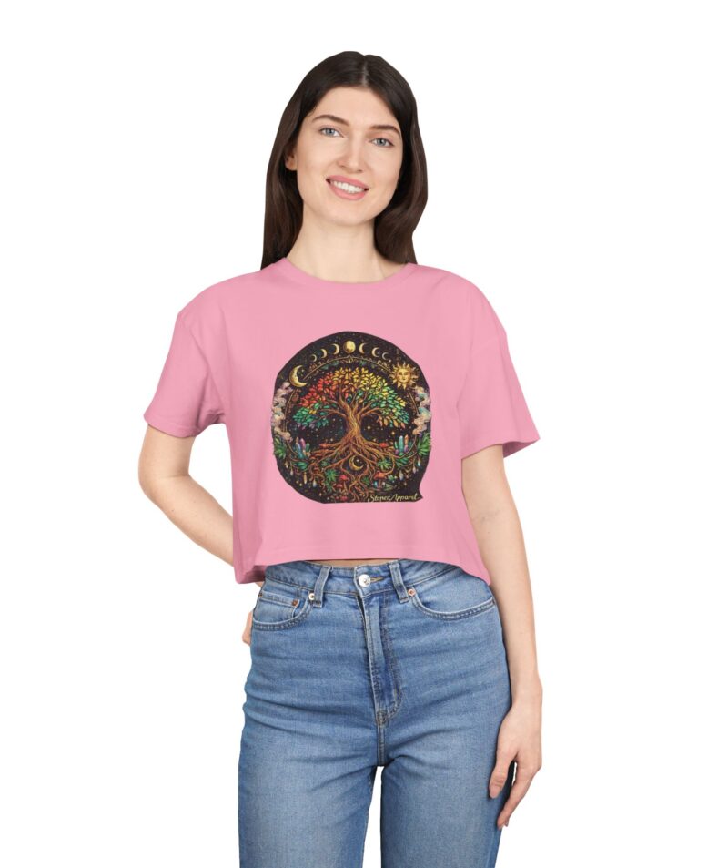 Stoner Apparel Tree of Life Moon Phase Graphic Women's Crop Tee