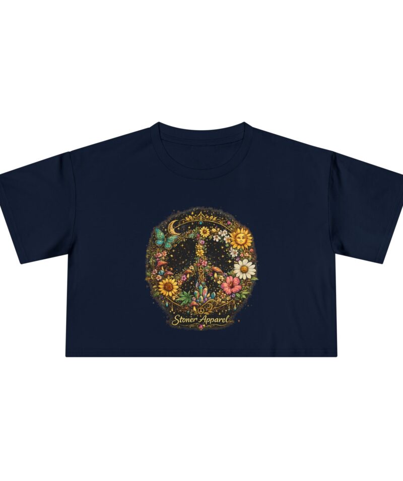 Stoner Apparel Women's Floral Peace Sign Crop Tee