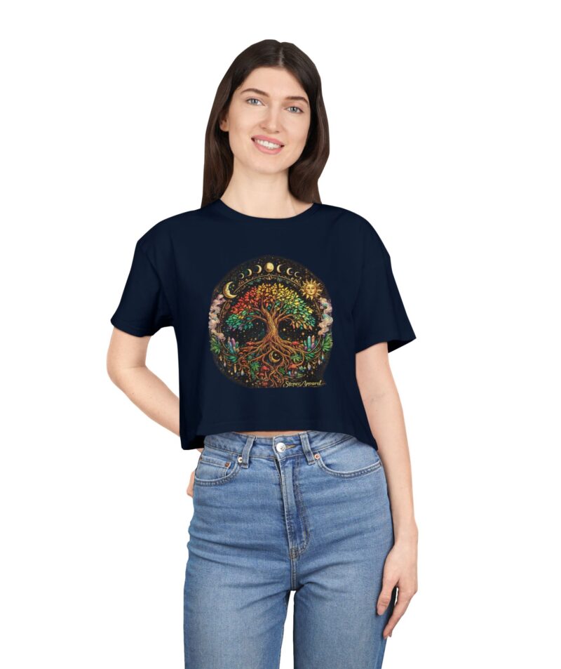 Stoner Apparel Tree of Life Moon Phase Graphic Women's Crop Tee