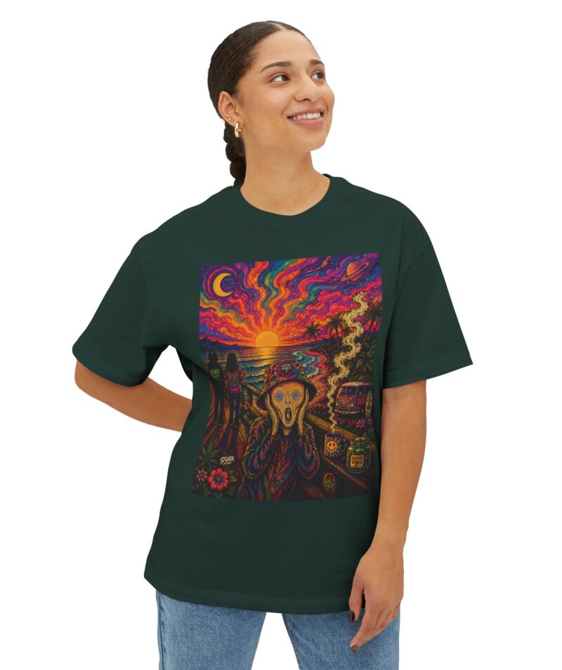 Stoner Apparel Psychedelic Scream Tee — Vibrant Surreal Sunset Graphic T-Shirt
