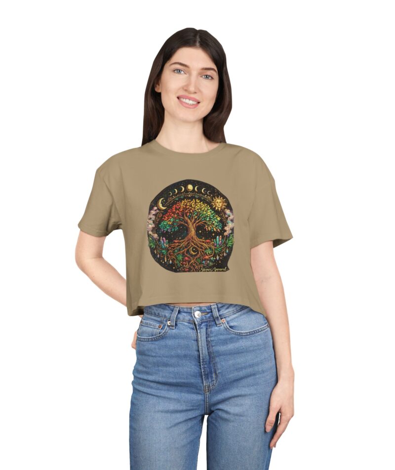 Stoner Apparel Tree of Life Moon Phase Graphic Women's Crop Tee