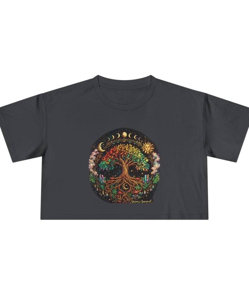 Stoner Apparel Tree of Life Moon Phase Graphic Women's Crop Tee
