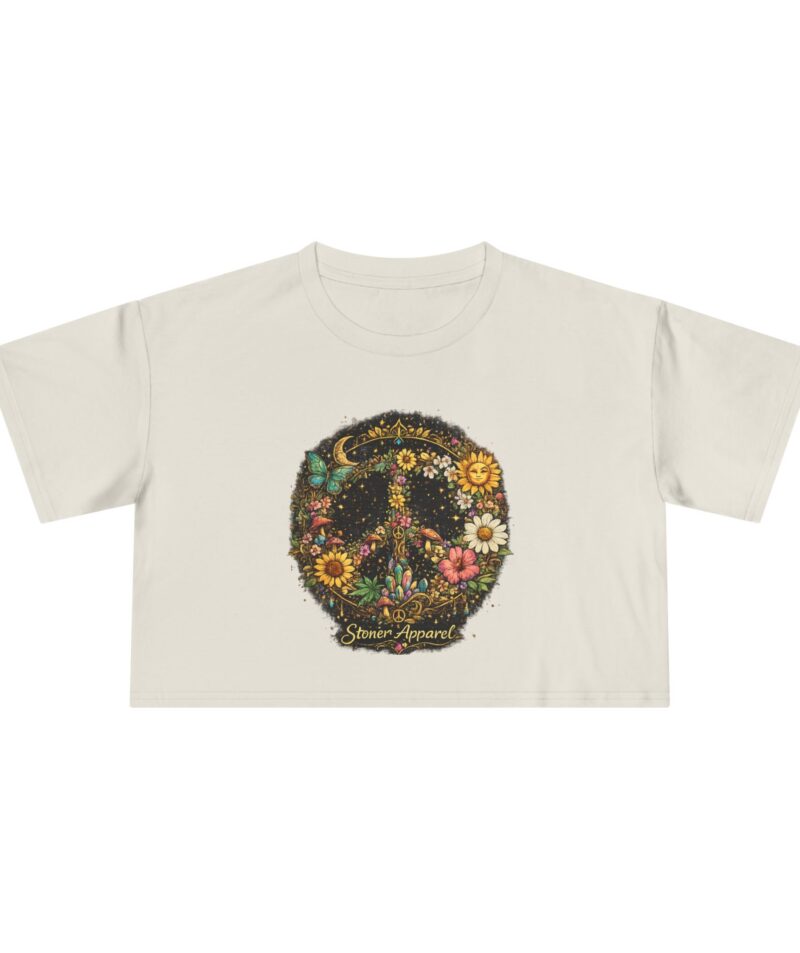 Stoner Apparel Women's Floral Peace Sign Crop Tee
