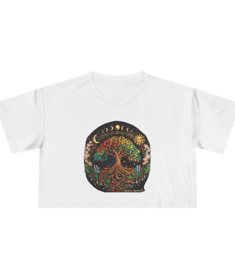 Stoner Apparel Tree of Life Moon Phase Graphic Women's Crop Tee