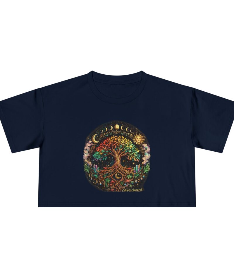 Stoner Apparel Tree of Life Moon Phase Graphic Women's Crop Tee