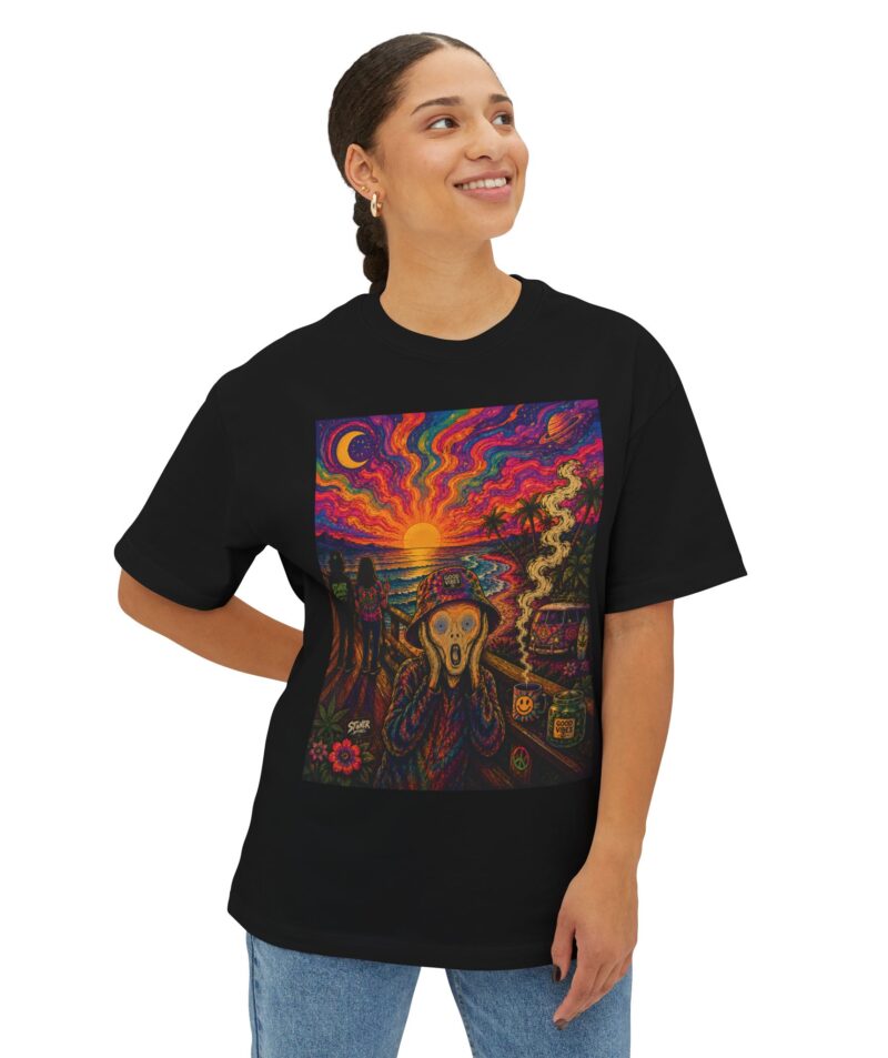Stoner Apparel Psychedelic Scream Tee — Vibrant Surreal Sunset Graphic T-Shirt