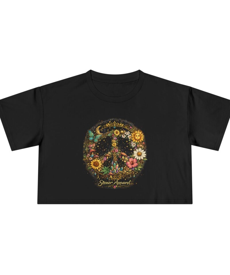 Stoner Apparel Women's Floral Peace Sign Crop Tee