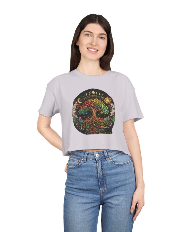 Stoner Apparel Tree of Life Moon Phase Graphic Women's Crop Tee