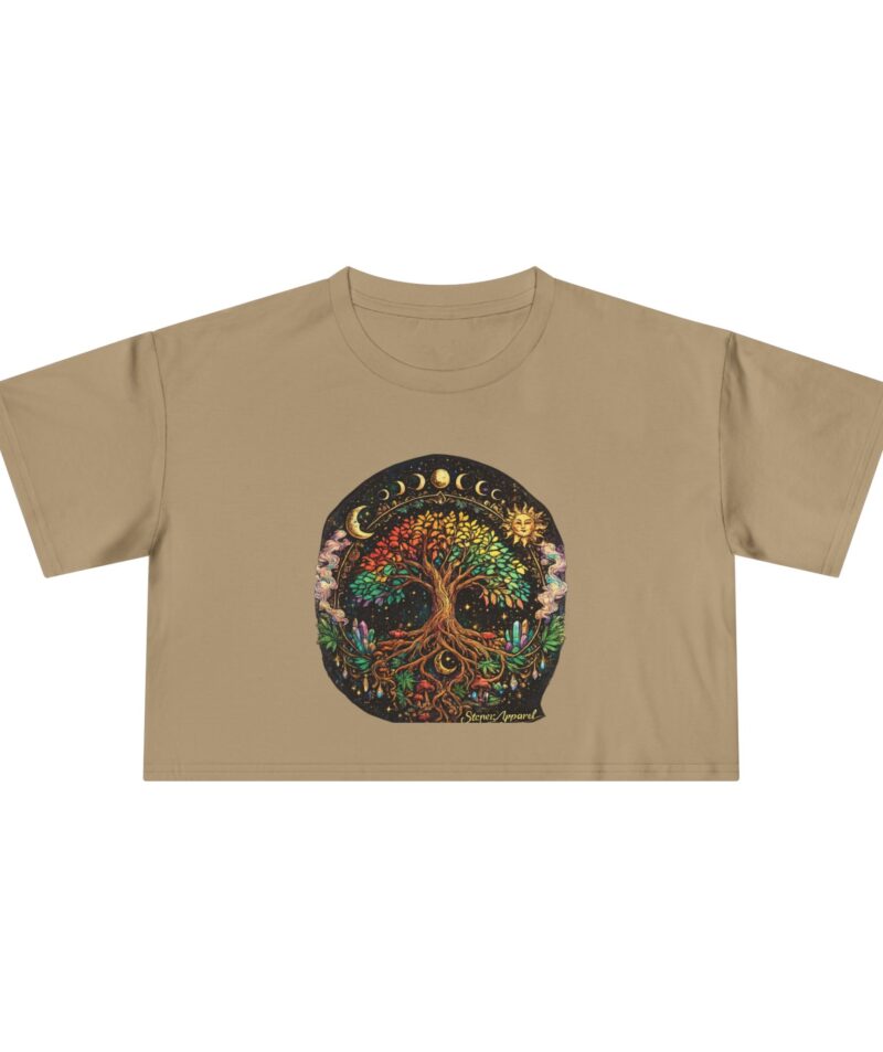 Stoner Apparel Tree of Life Moon Phase Graphic Women's Crop Tee