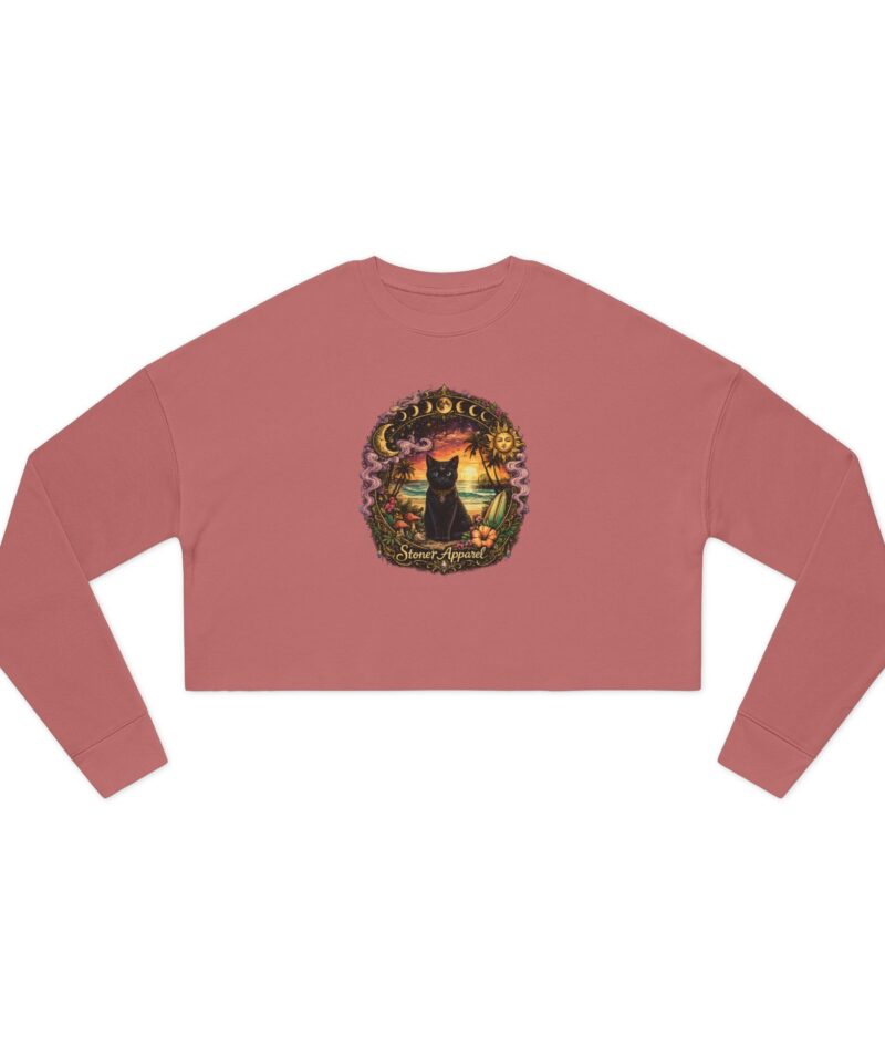 Stoner Apparel "Moon Cat" Women's Cropped Sweatshirt