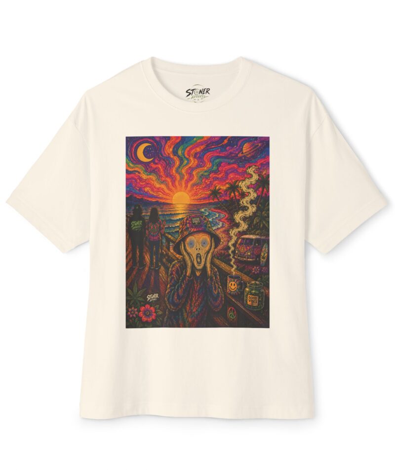 Stoner Apparel Psychedelic Scream Tee — Vibrant Surreal Sunset Graphic T-Shirt