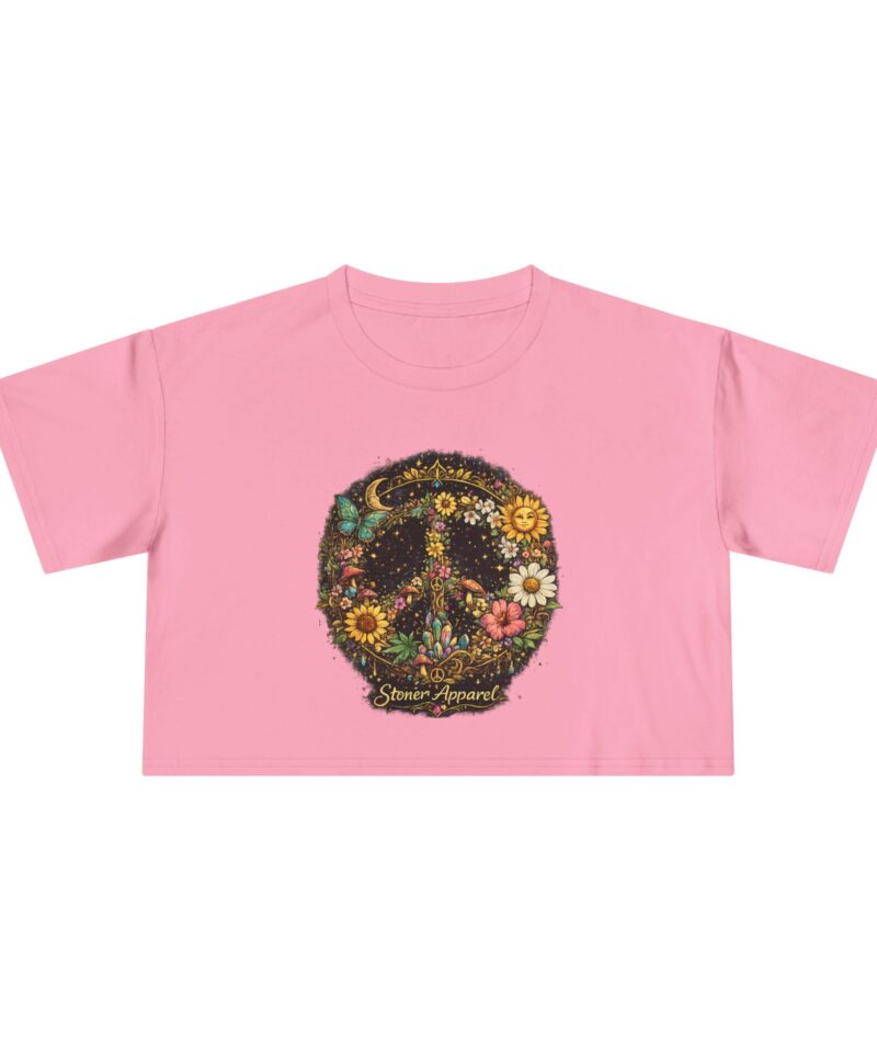Stoner Apparel Women's Floral Peace Sign Crop Tee