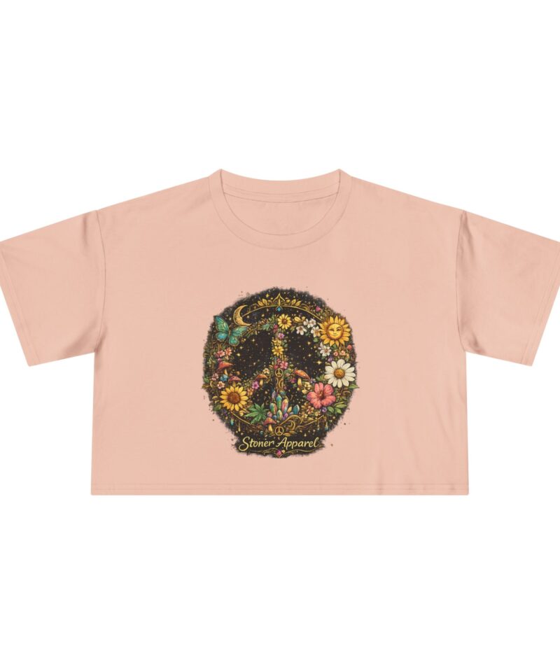 Stoner Apparel Women's Floral Peace Sign Crop Tee