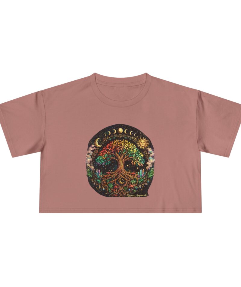 Stoner Apparel Tree of Life Moon Phase Graphic Women's Crop Tee
