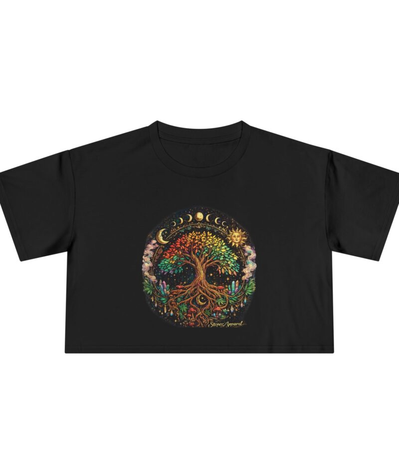 Stoner Apparel Tree of Life Moon Phase Graphic Women's Crop Tee