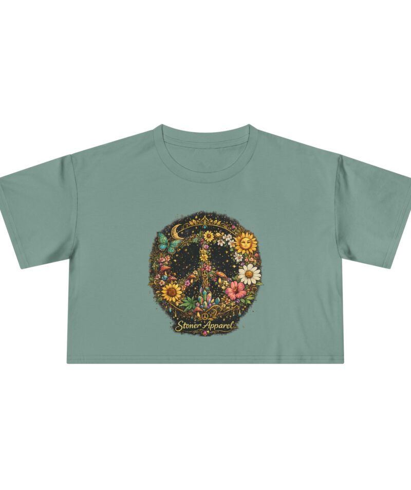 Stoner Apparel Women's Floral Peace Sign Crop Tee