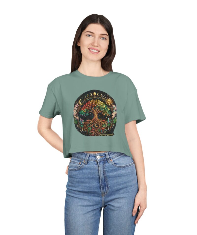 Stoner Apparel Tree of Life Moon Phase Graphic Women's Crop Tee