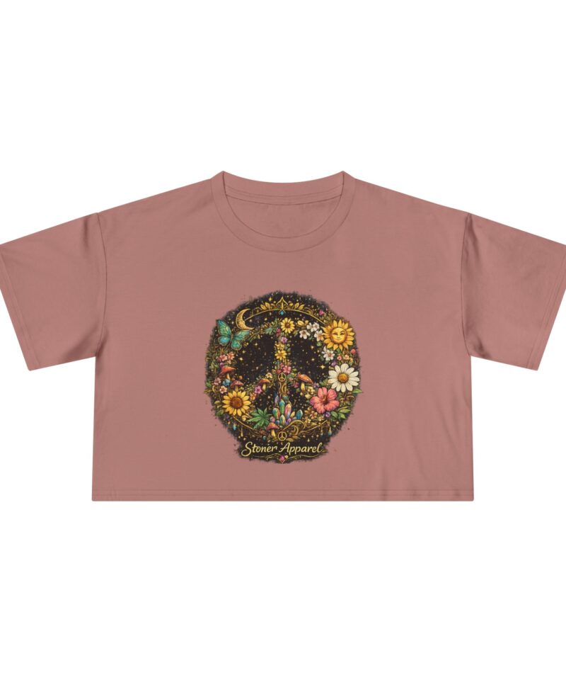 Stoner Apparel Women's Floral Peace Sign Crop Tee