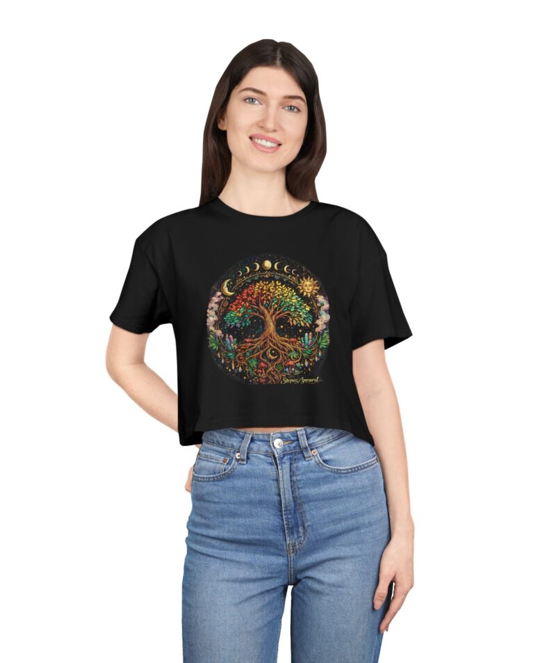 Stoner Apparel Tree of Life Moon Phase Graphic Women's Crop Tee