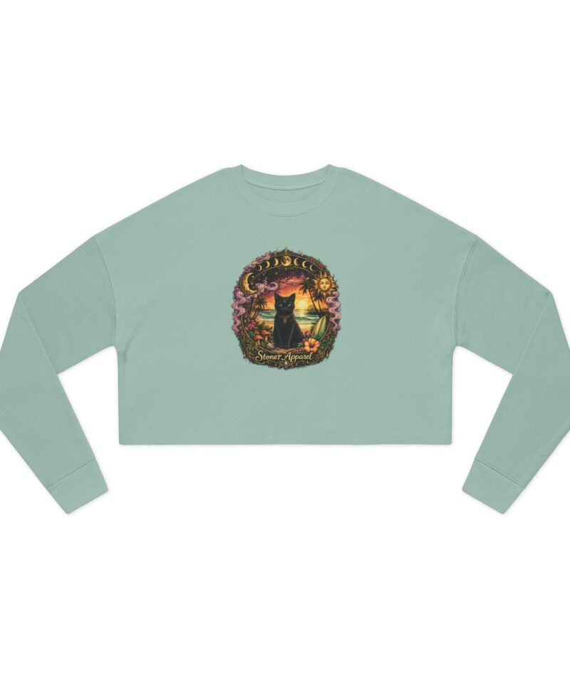 Stoner Apparel "Moon Cat" Women's Cropped Sweatshirt