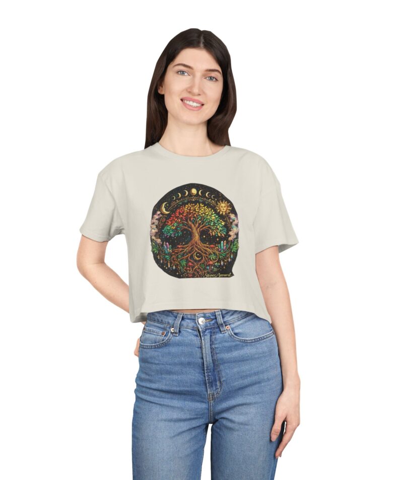 Stoner Apparel Tree of Life Moon Phase Graphic Women's Crop Tee