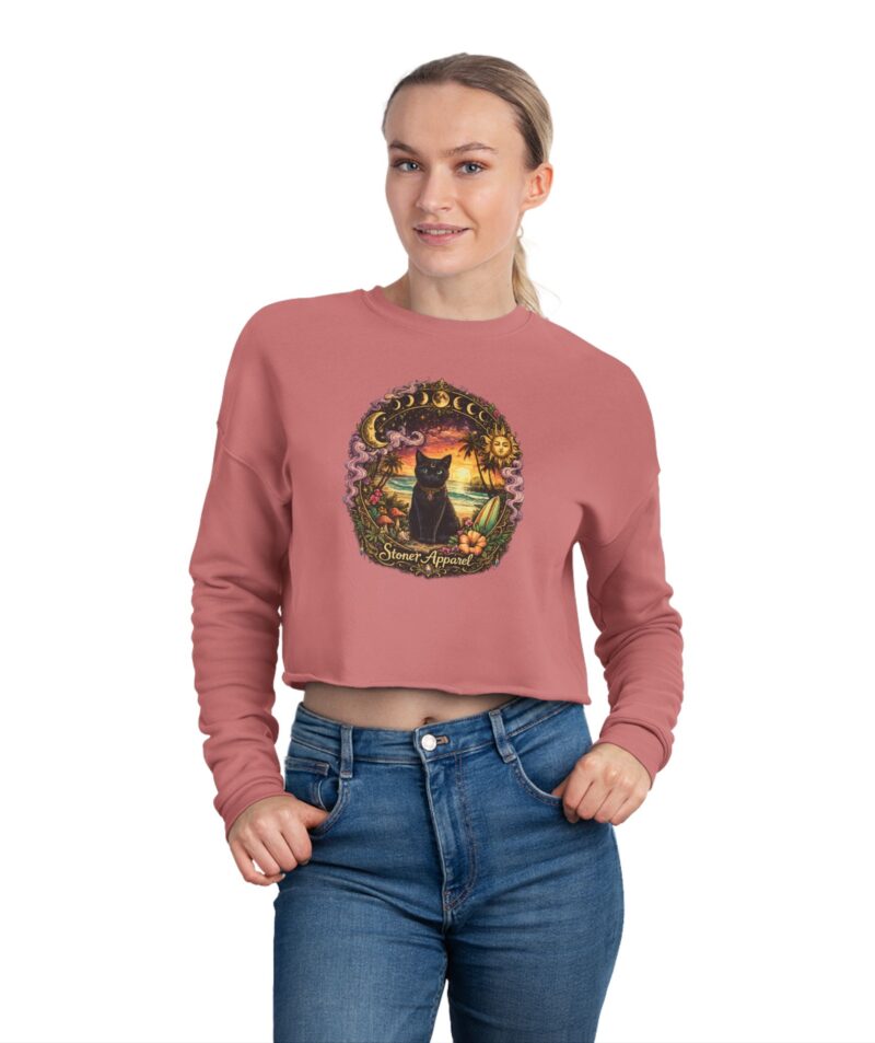 Stoner Apparel "Moon Cat" Women's Cropped Sweatshirt