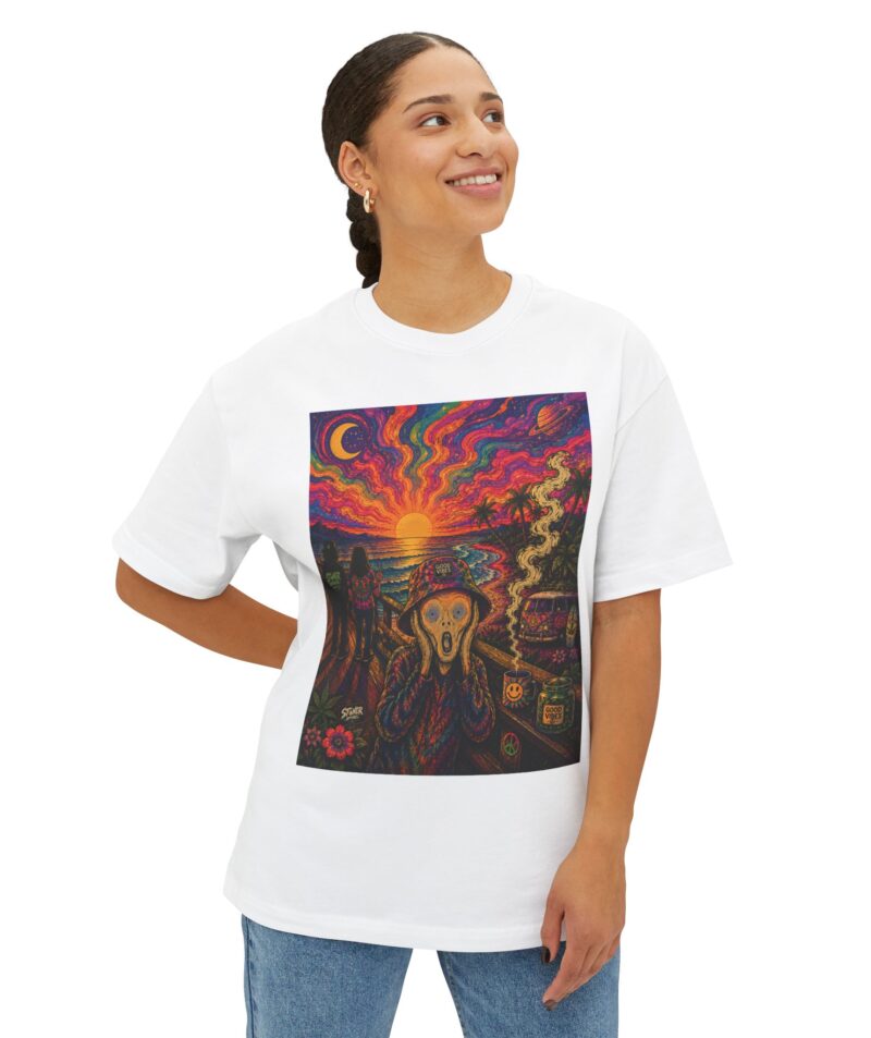 Stoner Apparel Psychedelic Scream Tee — Vibrant Surreal Sunset Graphic T-Shirt