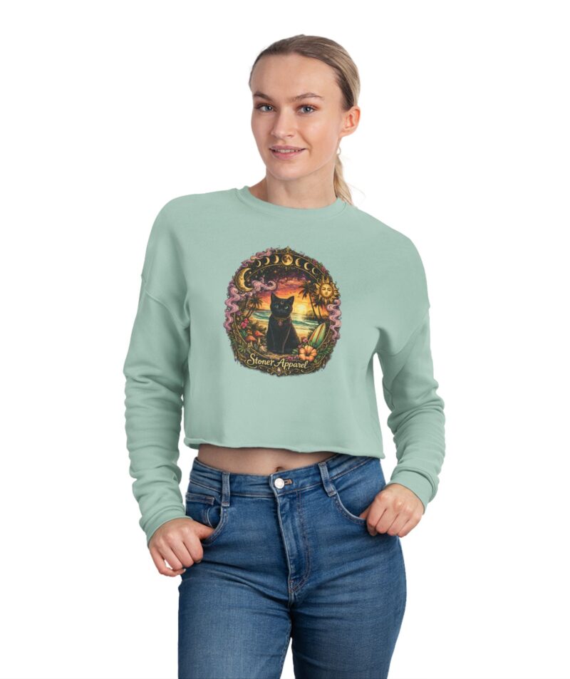 Stoner Apparel "Moon Cat" Women's Cropped Sweatshirt