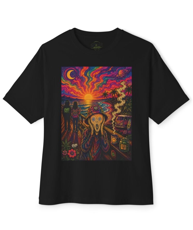 Stoner Apparel Psychedelic Scream Tee — Vibrant Surreal Sunset Graphic T-Shirt