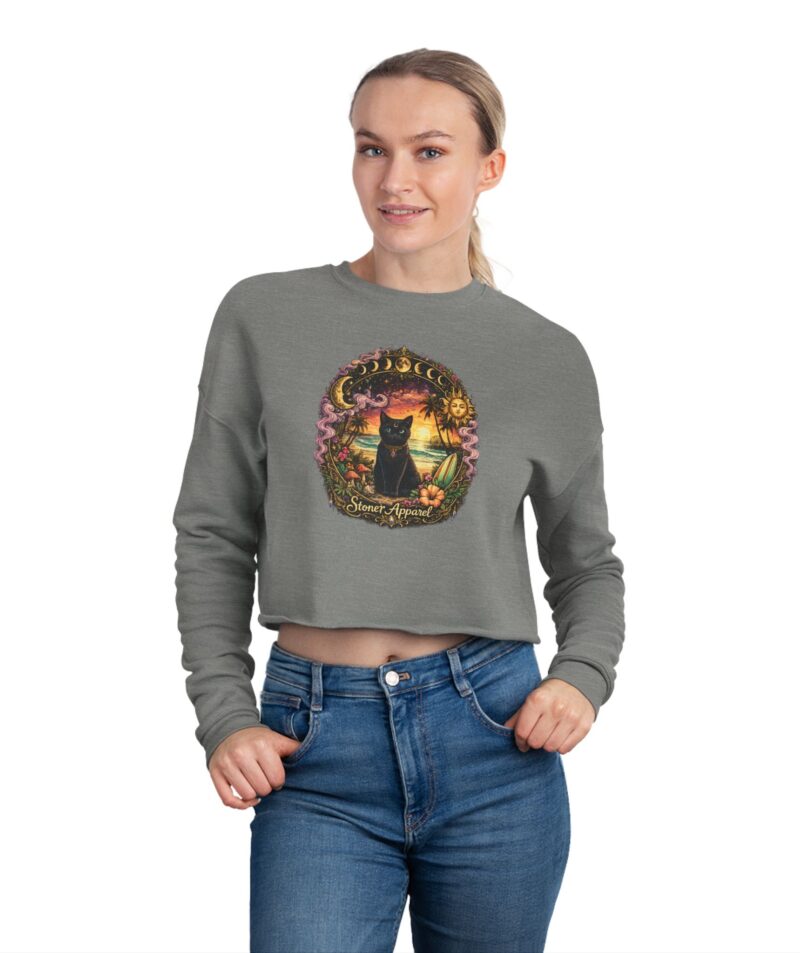Stoner Apparel "Moon Cat" Women's Cropped Sweatshirt