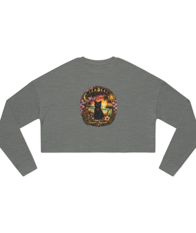 Stoner Apparel "Moon Cat" Women's Cropped Sweatshirt