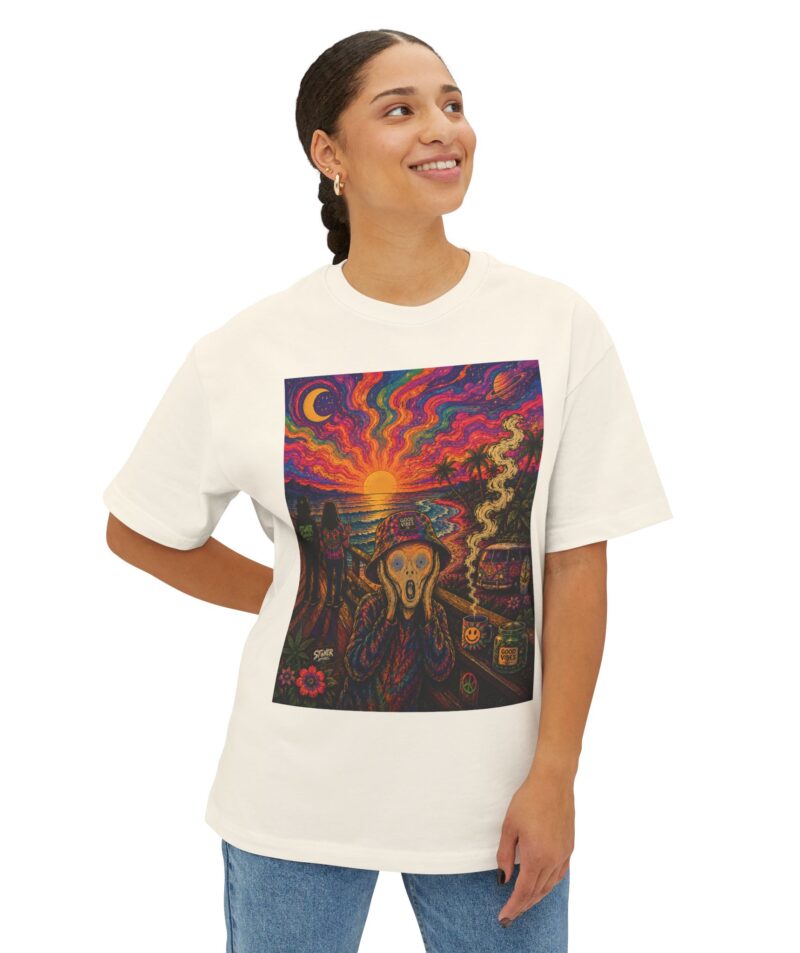 Stoner Apparel Psychedelic Scream Tee — Vibrant Surreal Sunset Graphic T-Shirt