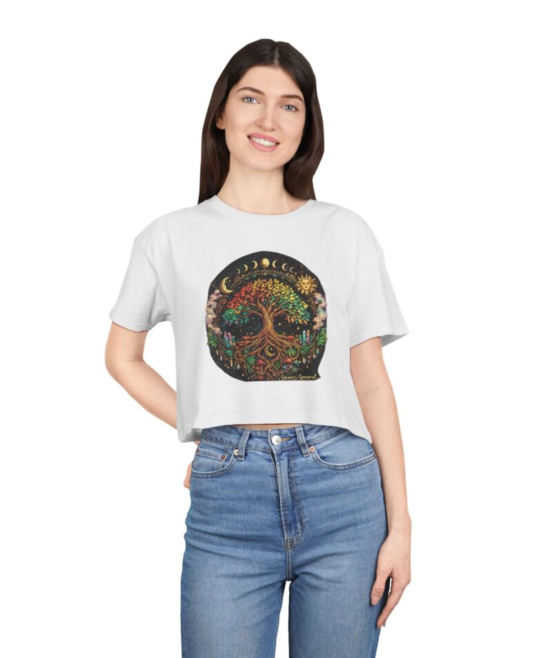Stoner Apparel Tree of Life Moon Phase Graphic Women's Crop Tee